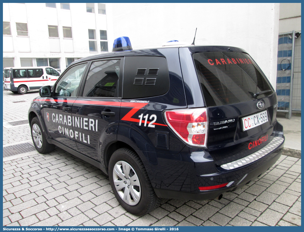 CC CX569
Arma dei Carabinieri
Centro e Nuclei Cinofili
Subaru Forester V serie
Allestitore Elevox S.r.l.
Parole chiave: CC;C.C.;Arma;Carabinieri;Centro;Nuclei;Nucleo;Cinofili;Subaru;Forester;Elevox