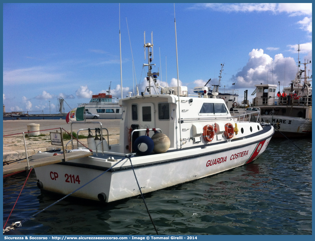 CP 2114
Corpo delle Capitanerie di Porto
Guardia Costiera
Vedetta Veloce Classe 2104
Parole chiave: Guardia;Costiera;Capitaneria;Capitanerie;Porto;Vedetta;Vedette;Veloce;Veloci;Classe;2104;CP;C.P.;G.C.;GC;CP2114;CP 2114