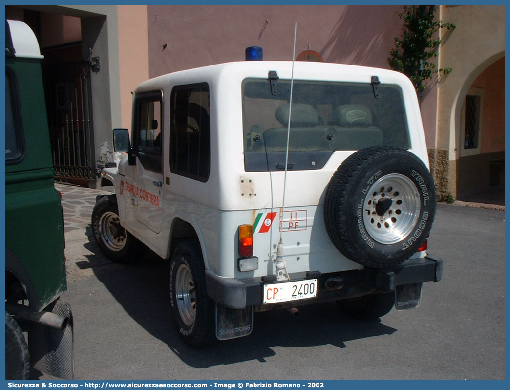 CP 2400
Corpo delle Capitanerie di Porto
Guardia Costiera
Ssangyong Korando I serie
Parole chiave: CP;C.P.;GC,G.C.;Guardia Costiera;Capitaneria di Porto;Capitanerie di Porto;Ssangyong;Korando;2400