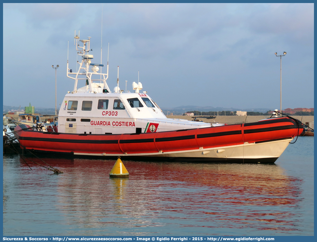 CP 303
Corpo delle Capitanerie di Porto
Guardia Costiera
Vedetta SAR Ognitempo Classe 300
"Ammiraglio Francese"
Cantieri Navali CodecasaDue S.p.A.
Parole chiave: CP;C.P.;G.C.;GC;Guardia;Costiera;Capitaneria;Capitanerie;Porto;Vedetta;Vedette;Costiera;Costiere;Classe;300;SAR;Ammiraglio;Francese;Codecasa