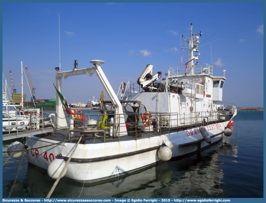 CP 401 "Oreste Cavallari"
Corpo delle Capitanerie di Porto
Guardia Costiera
Vedetta d'Altura Classe "Cavallari"
(variante)
Parole chiave: Guardia;Costiera;Capitaneria;Capitanerie;Porto;Vedetta;Vedette;Altura;Classe;Cavallari;CP;C.P.;G.C.;GC;401;CP401;CP 401;Oreste