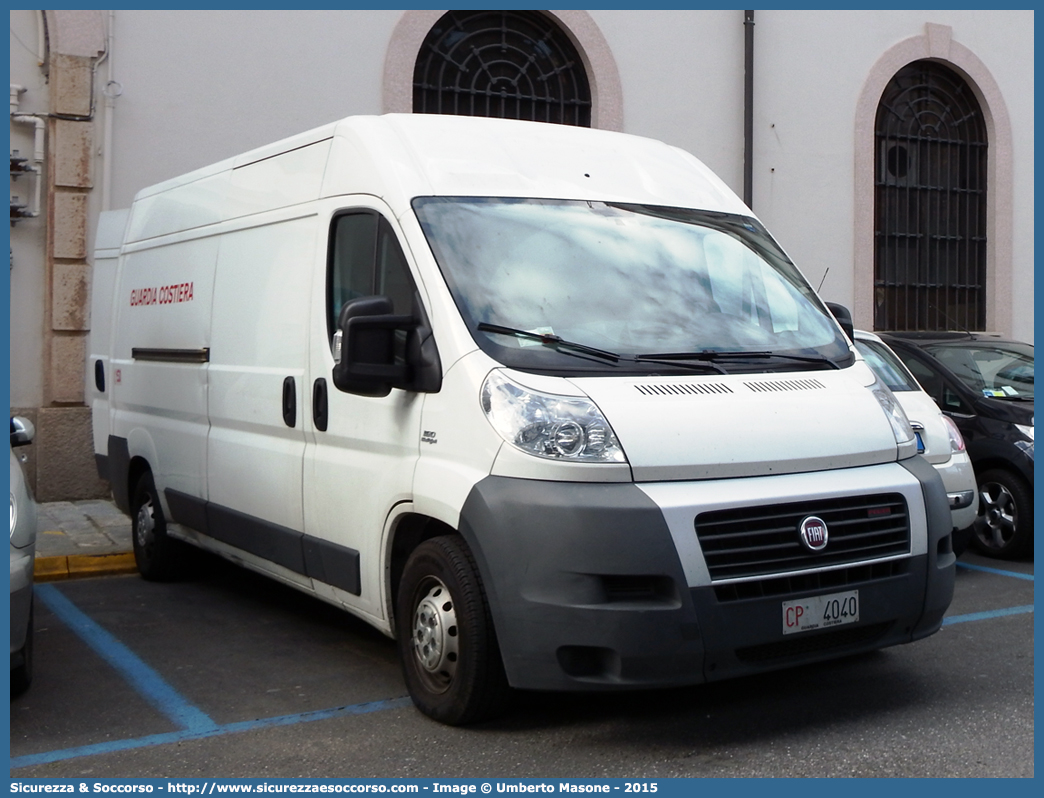 CP 4040
Corpo delle Capitanerie di Porto
Guardia Costiera
Fiat Ducato III serie
Parole chiave: CP;C.P.;GC;G.C.;Guardia;Costiera;Capitaneria;Capitanerie;Porto;Guardia Costiera;Fiat;Ducato;X250;X 250;4040