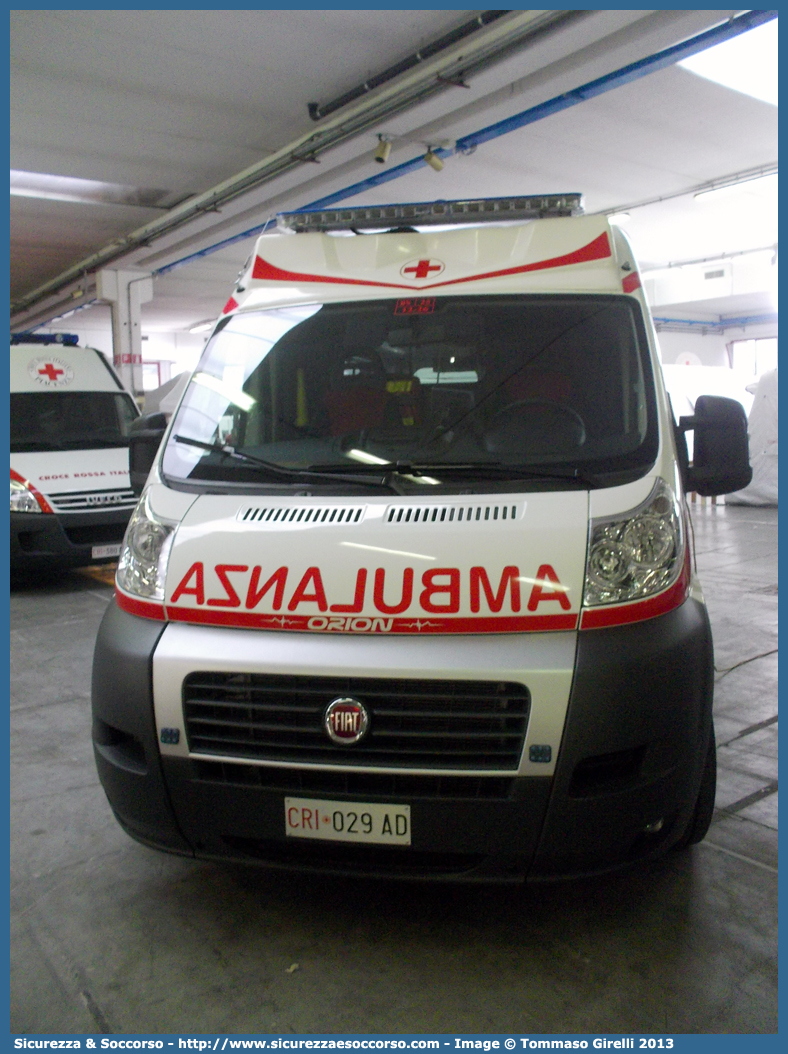 CRI 029AD
Croce Rossa Italiana
Brescia 
Fiat Ducato III serie
Allestitore Orion S.r.l.
Parole chiave: Croce;Rossa;Italiana;CRI;C.R.I.;Ambulanza;Fiat;Ducato;X250;Orion;Brescia;029AD;029 AD