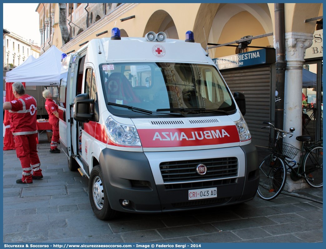 CRI 043AD
Croce Rossa Italiana
Padova
Fiat Ducato III serie
Allestitore Boneschi S.r.l.
Parole chiave: Croce;Rossa;Italiana;CRI;C.R.I.;Ambulanza;Fiat;Ducato;X250;Padova;Savio;Boneschi;043AD;043 AD