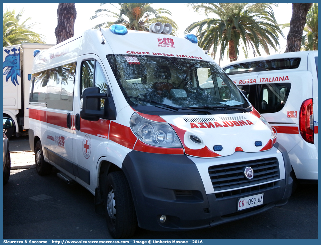 CRI 092AA
Croce Rossa Italiana
La Spezia
Fiat Ducato III serie
Allestitore Bollanti S.r.l.
Parole chiave: Croce;Rossa;Italiana;CRI;C.R.I.;Ambulanza;Fiat;Ducato;X250;Bollanti;La Spezia;Spezia