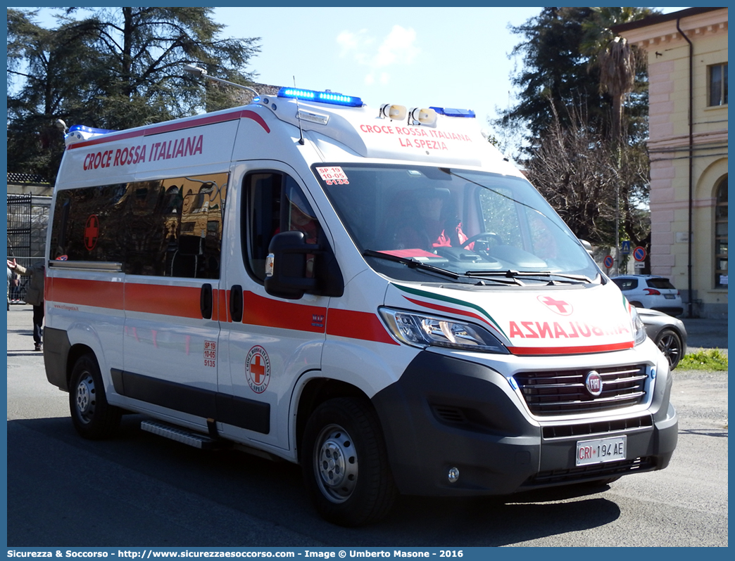 CRI 194AE
Croce Rossa Italiana
La Spezia
Fiat Ducato III serie restyling
Allestitore MAF S.n.c.
Parole chiave: Croce;Rossa;Italiana;CRI;C.R.I.;Ambulanza;Fiat;Ducato;X290;La Spezia;Spezia;MAF