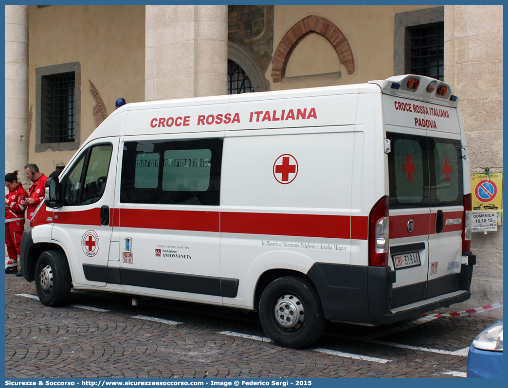 CRI 319AA
Croce Rossa Italiana
Padova
Fiat Ducato III serie
Allestitore MAF S.n.c.
Parole chiave: Croce;Rossa;Italiana;CRI;C.R.I.;Ambulanza;Fiat;Ducato;X250;MAF;M.A.F.;Padova