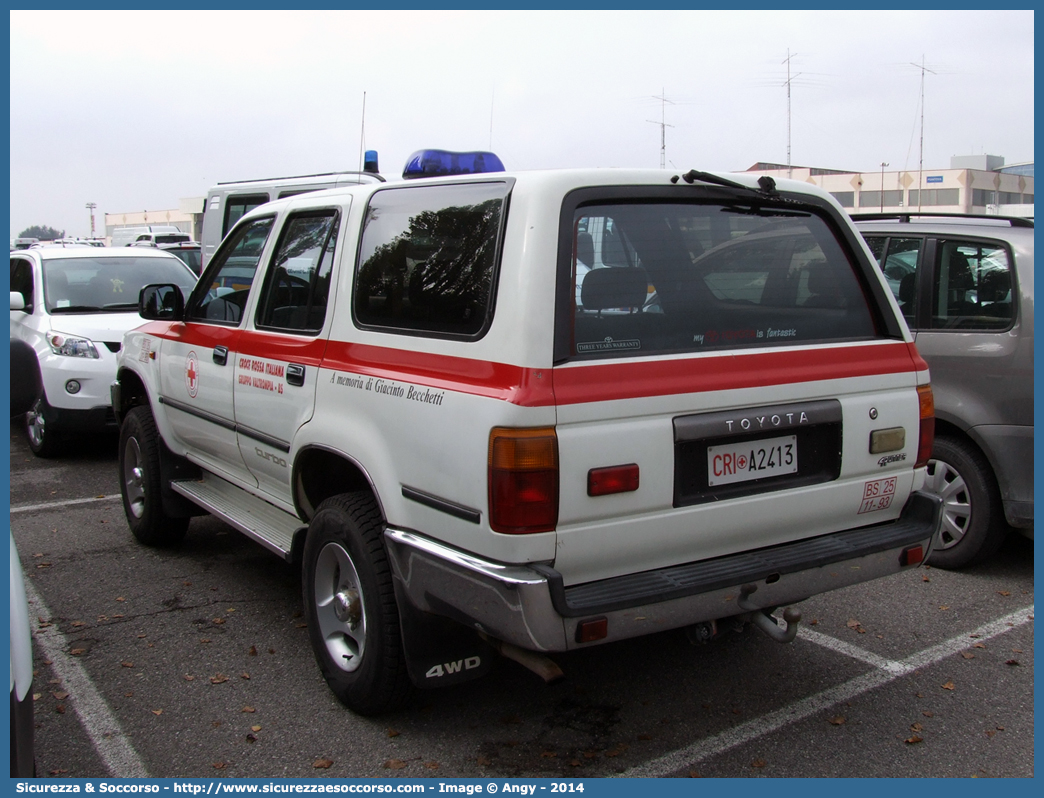 CRI A2413
Croce Rossa Italiana
Valtrompia (BS)
Toyota 4Runner II serie
Parole chiave: CRI;C.R.I.;Croce Rossa Italiana;Valtrompia;Toyota;4Runner