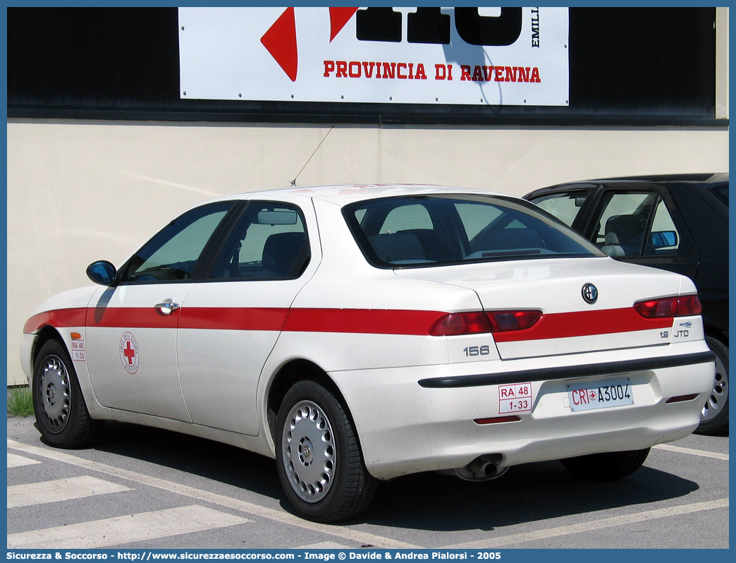 CRI A3004
Croce Rossa Italiana
Ravenna
Alfa Romeo 156 I serie
(variante)
Parole chiave: CRI;C.R.I.;Croce;Rossa;Italiana;Alfa;Romeo;156;Ravenna;A3004