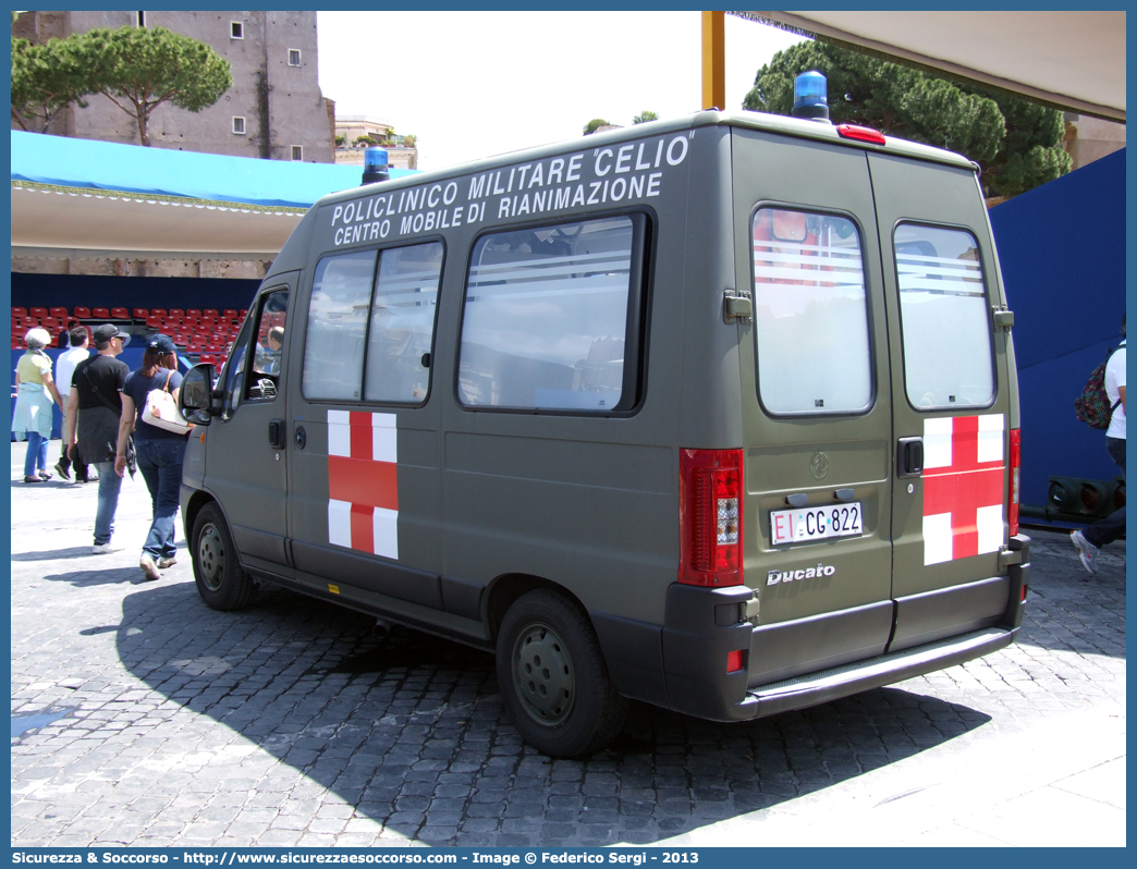 EI CG822
Esercito Italiano
Sanità Militare
Policlinico Militare "Celio"
Fiat Ducato II serie restyling
Allestitore Bollanti S.r.l.
Parole chiave: EI;E.I.;Esercito;Italiano;Sanità Militare;Fiat;Ducato;Bollanti