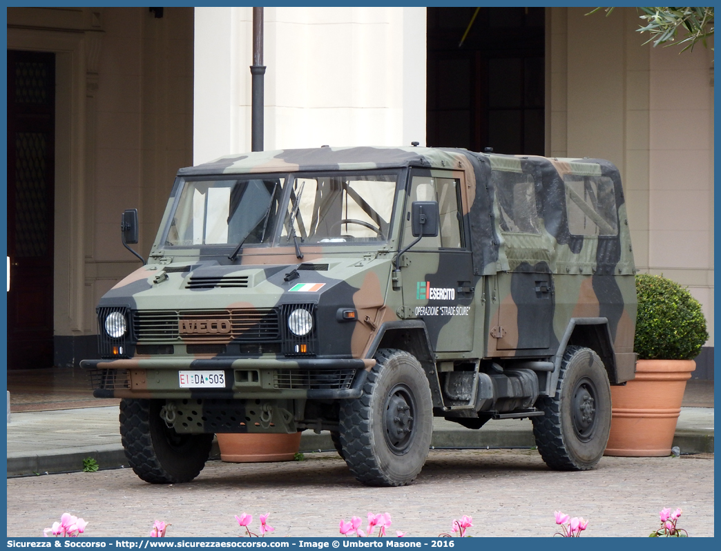 EI DA503
Esercito Italiano
Iveco VM90T
Parole chiave: EI;E.I.;Esercito;Italiano;Fuoristrada;operazione;strade;sicure;Iveco;VM90T