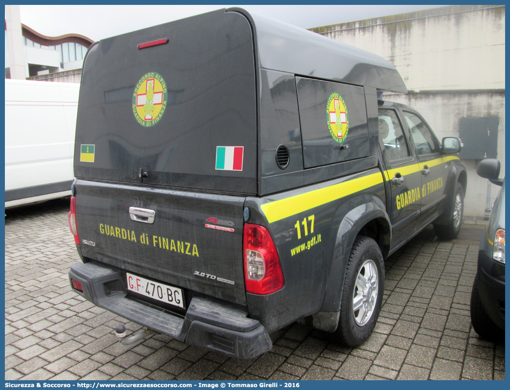 GdiF 470BG
Guardia di Finanza
S.A.G.F.
Isuzu D-Max I serie II restyling
Allestitore Maritan S.r.l.
Parole chiave: GdiF;G.D.F.;GDF;Guardia di Finanza;S.A.G.F.;SAGF;Soccorso Alpino;Isuzu;D-Max;D - Max;Alberto Maritan