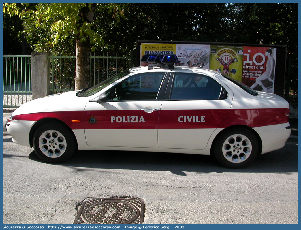 Polizia 104
Repubblica di San Marino
Polizia Civile
Alfa Romeo 156
Parole chiave: Repubblica;San Marino;RSM;R.S.M.;Polizia Civile;Alfa Romeo;156