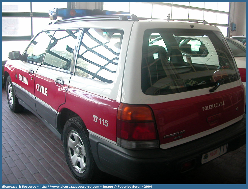 Polizia 111
Repubblica di San Marino
Polizia Civile
Subaru Forester I serie
Parole chiave: Repubblica;San Marino;RSM;R.S.M.;Polizia Civile;Subaru;Forester