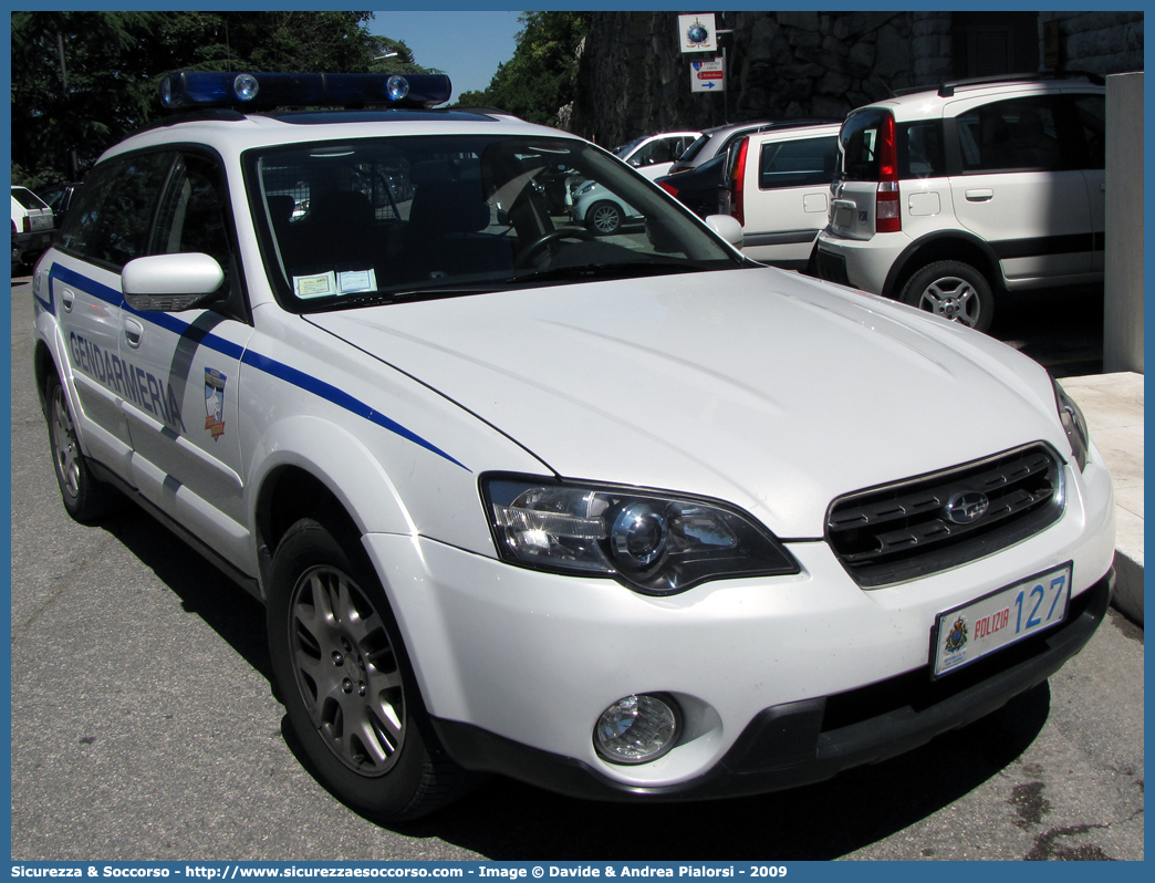 Polizia 127
Repubblica di San Marino
Gendarmeria
Subaru Outback III serie 
Parole chiave: Repubblica;San Marino;RSM;R.S.M.;Gendarmeria;Subaru;Outback