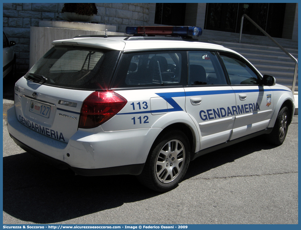 Polizia 127
Repubblica di San Marino
Gendarmeria
Subaru Outback III serie 
Parole chiave: Repubblica;San Marino;RSM;R.S.M.;Gendarmeria;Subaru;Outback