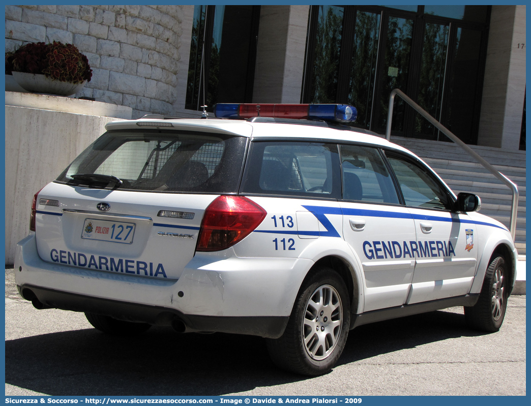 Polizia 127
Repubblica di San Marino
Gendarmeria
Subaru Outback III serie 
Parole chiave: Repubblica;San Marino;RSM;R.S.M.;Gendarmeria;Subaru;Outback