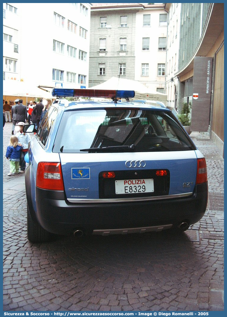 Polizia E8329
Polizia di Stato
Questura di Bolzano
Polizia Stradale
Audi Allroad I serie
Parole chiave: Polizia di Stato;Polizia;PS;Polizia Stradale;Questura di Bolzano;Bolzano;Audi;Allroad;E8329