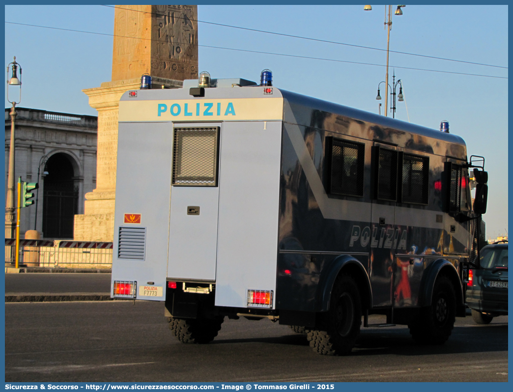 Polizia F7773
Polizia di Stato
Reparto Mobile
Iveco EuroCargo ML100E21 4x4
Allestitore Sperotto S.p.A.
Parole chiave: PS;P.S.;Polizia;di;Stato;Reparto;Mobile;Ordine;Pubblico;Iveco;EuroCargo;ML100E21;Sperotto