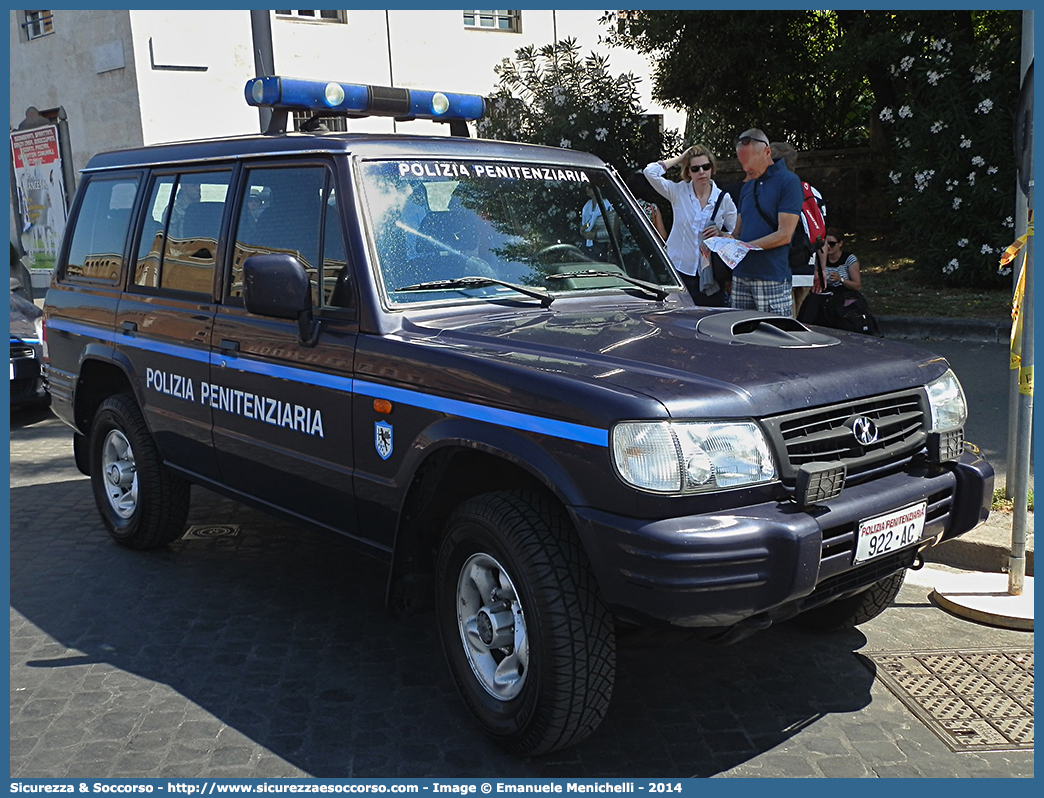 Polizia Penitenziaria 922AC
Polizia Penitenziaria
Nucleo Traduzioni e Piantonamenti
Hyundai Galloper
Parole chiave: PolPen;Pol.Pen.;AdiC;A.diC.;Agenti;di;Custodia;Polizia;Penitenziaria;Hyundai;Galloper;922AC