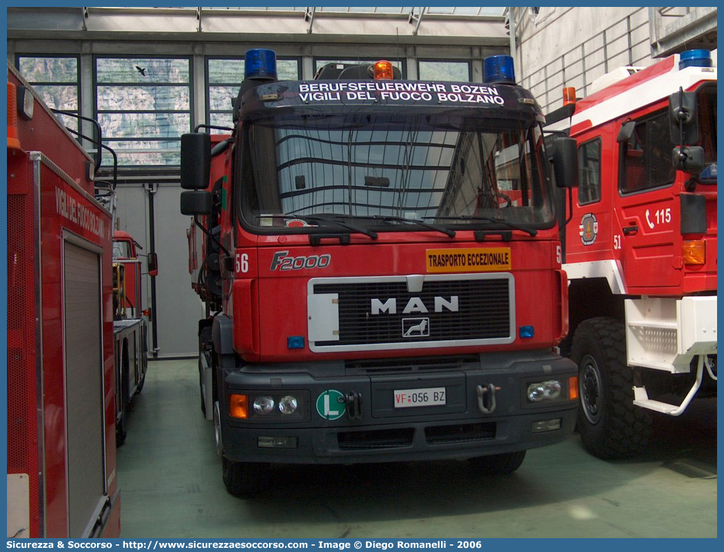 VF 056 BZ
Corpo Permanente dei Vigili del Fuoco Bolzano
Berufsfeuerwehr Bozen
MAN F2000 26.463
Parole chiave: VF;VFV;V.F.;V.F.V.;Vigili;Fuoco;Corpo;Permanente;Berufsfeuerwehr;Bolzano;Bozen;MAN;F2000;26.463