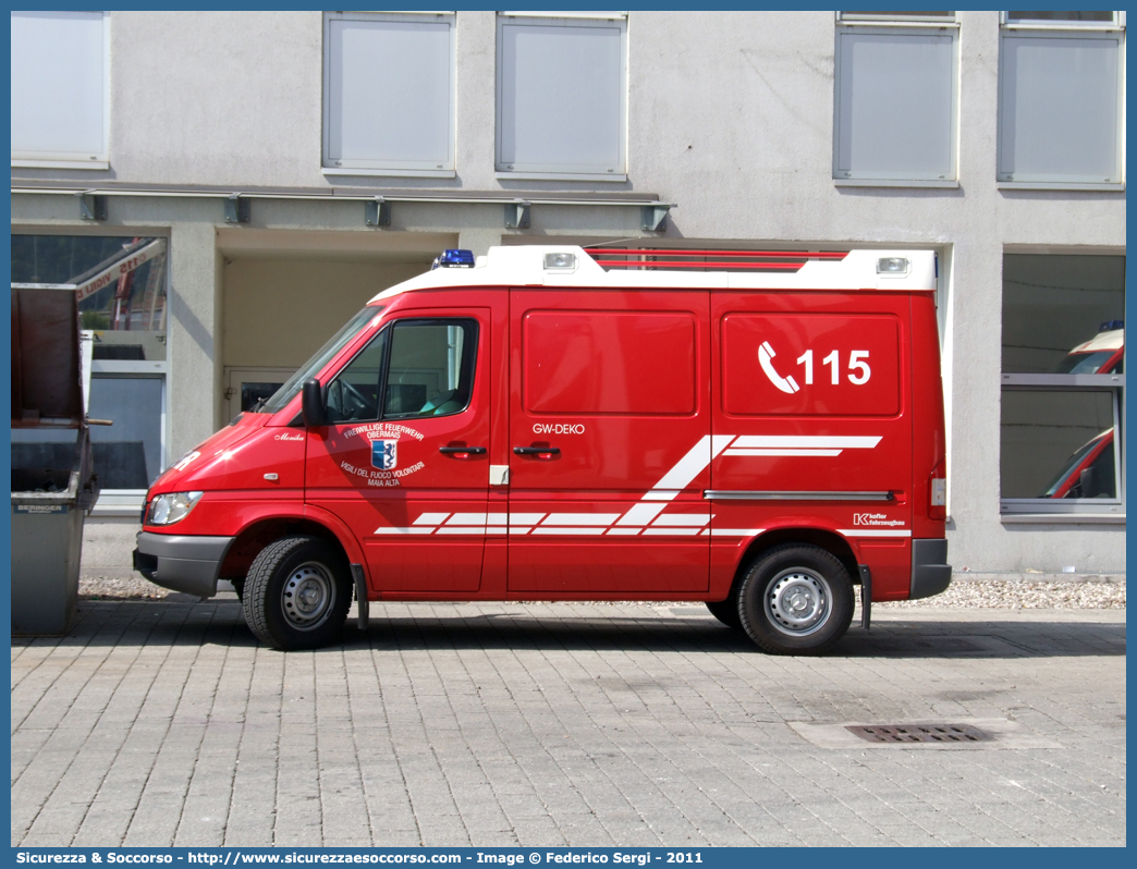 VF 19A BZ
Vigili del Fuoco Volontari Maia Alta
Freiwillige Feuerwehr Obermais
Mercedes-Benz Sprinter 316 I serie restyling
GW-DEKO
Allestitore Kofler Fahrzeugbau S.n.c.
Parole chiave: VF;VFV;V.F.;V.F.V.;Vigili;Fuoco;Volontari;Freiwillige;Feuerwehr;Maia Alta;Obermais;Mercedes;Benz;Sprinter;Kofler;Fahrzeugbau;GW-DEKO