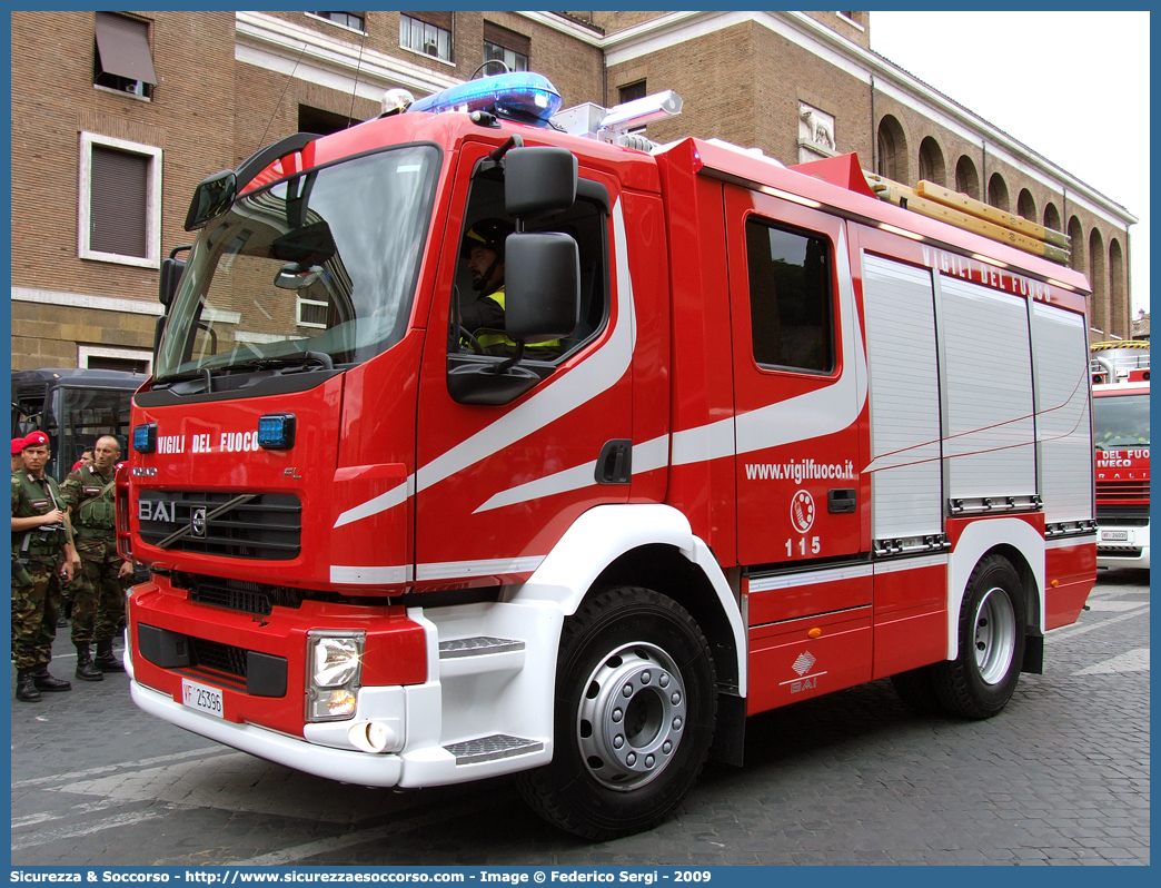 VF 25396
Corpo Nazionale Vigili del Fuoco
Volvo FL280/FL290 III serie
Allestitore BAI S.r.l.
Parole chiave: VVF;V.V.F.;Corpo;Nazionale;Vigili;del;Fuoco;APS;A.P.S.;AutoPompaSerbatoio;AutoPompa;Volvo;FL;280;290;FL280;FL290;BAI