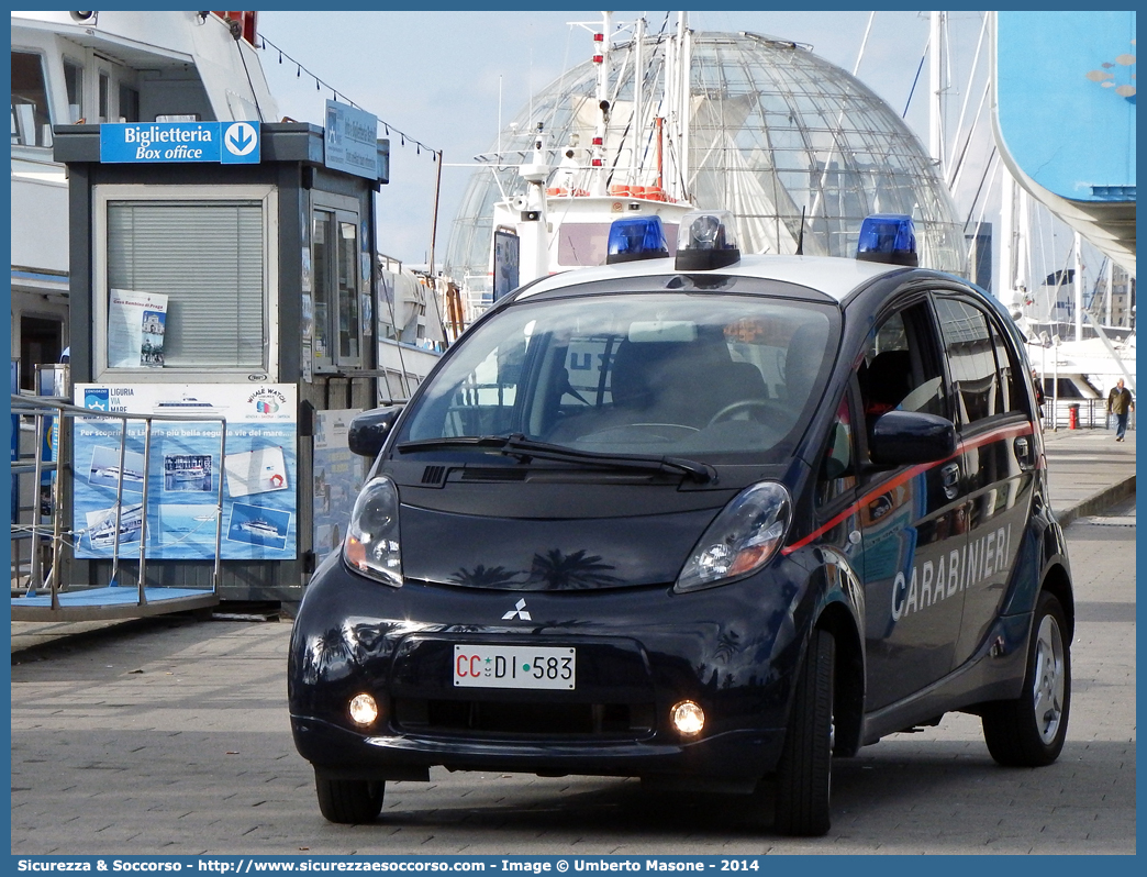 CC DI583
Arma dei Carabinieri
Mitsubishi i-Miev
Allestitore Elevox S.r.l.
Parole chiave: CC;C.C.;Arma;dei;Carabinieri;Mitsubishi;i-Miev;Elevox