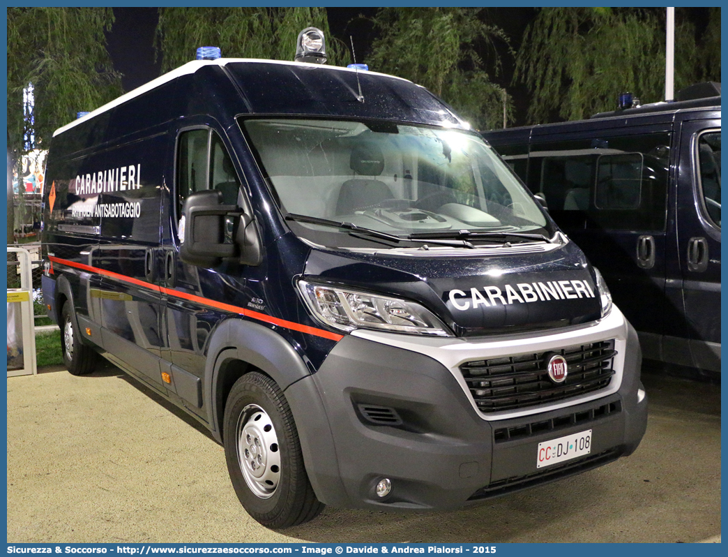 CC DJ108
Arma dei Carabinieri
Artificieri Antisabotaggio
Fiat Ducato III serie restyling
Allestitore Elevox S.r.l.
Parole chiave: CC;C.C.;Arma;Carabinieri;Arma dei Carabinieri;Artificieri;Antisabotaggio;Fiat;Ducato;X290;Elevox;DJ108;DJ 108