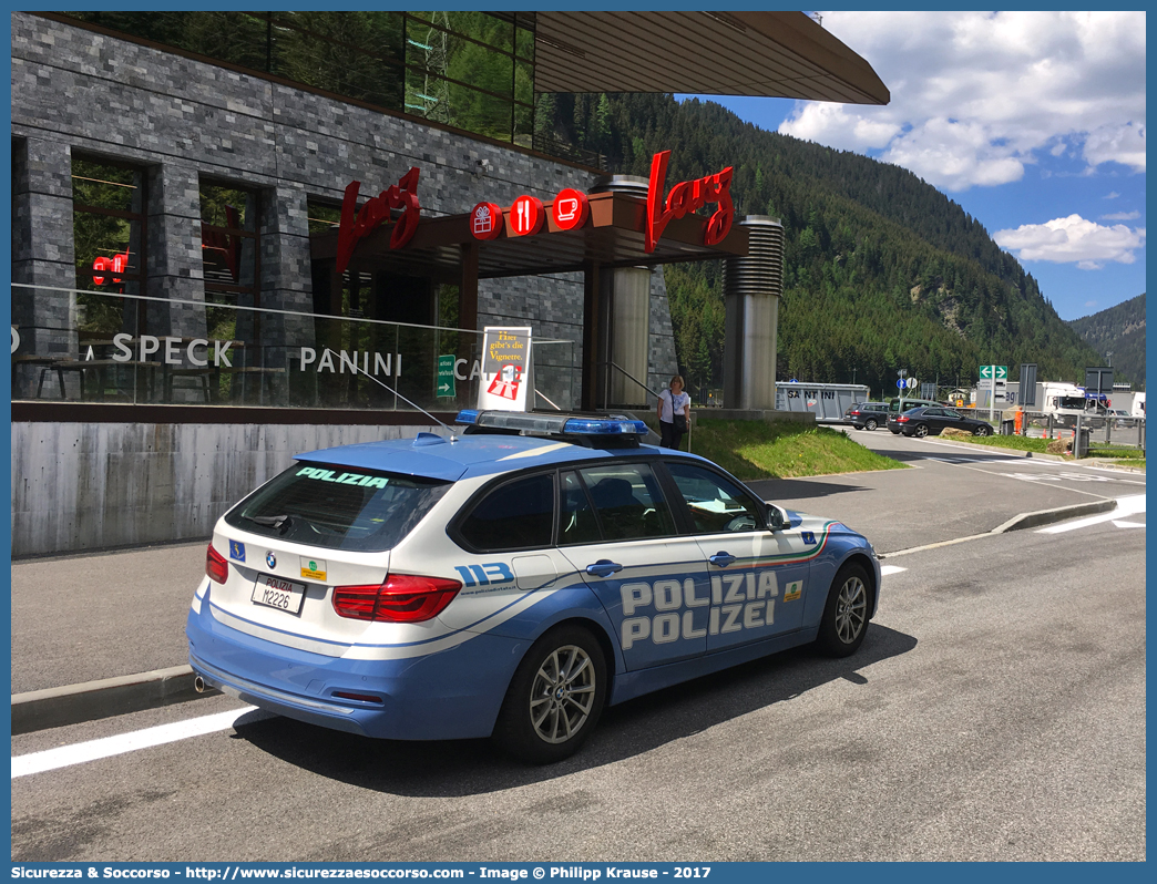 Polizia M2226
Polizia di Stato
Polizia Stradale
Autostrada del Brennero S.p.A.
Bmw Serie 3 F31 Touring
Allestitore Focaccia Group S.r.l.
Parole chiave: Polizia di Stato;Polizia Stradale;Autostrada del Brennero S.p.A.;Brenneroautobahn A.G.;Bmw;Serie 3;F31;F 31;Touring;Focaccia