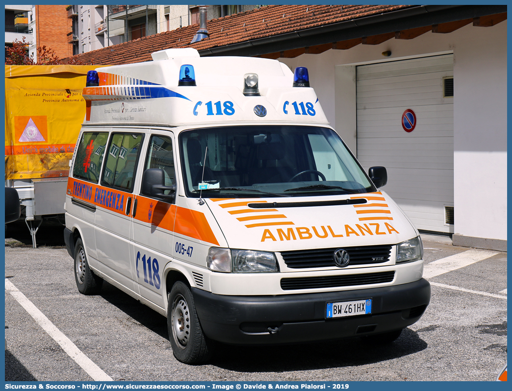 005-47
118 Trentino Emergenza
Volkswagen Transporter T4 restyling
Allestitore EDM S.r.l.
Parole chiave: 118;Trento;Trentino;Emergenza;Ambulanza;Volkswagen;Transporter;T4;EDM