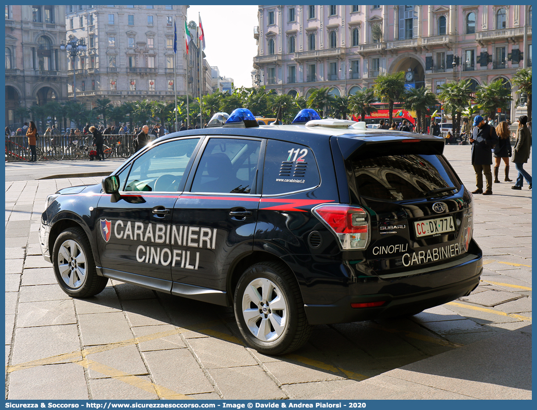 CC DX774
Arma dei Carabinieri
Centro e Nuclei Cinofili
Subaru Forester VI serie restyling
Parole chiave: CC;C.C.;Arma;Carabinieri;Centro;Nuclei;Nucleo;Cinofili;Subaru;Forester