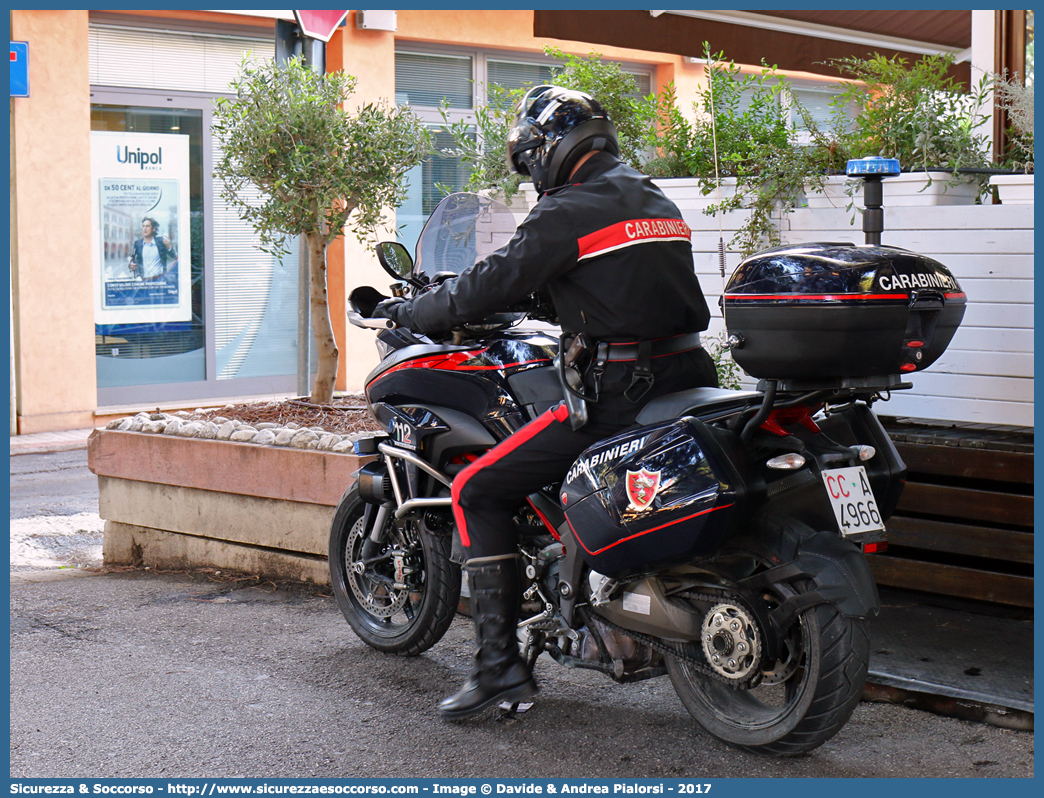 CC A4966
Arma dei Carabinieri
Ducati Multistrada 1200 S
Allestitore Focaccia Group S.r.l.
Parole chiave: Arma dei Carabinieri;Carabinieri;Radiomobile;Ducati;Multistrada;1200;1200S;Focaccia