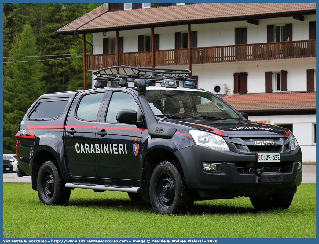 CC DR322
Arma dei Carabinieri
Isuzu D-Max II serie
Centro Carabinieri Addestramento Alpino
Allestitore Maritan S.r.l.
Parole chiave: CC;C.C.;Arma;dei;Carabinieri;Centro;Addestramento;Soccorso;Alpino;Maritan;Isuzu;D-Max;DMax