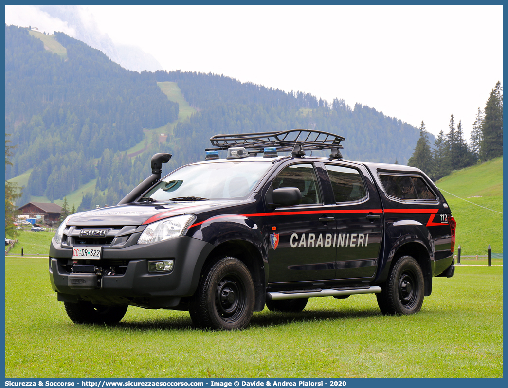 CC DR322
Arma dei Carabinieri
Isuzu D-Max II serie
Centro Carabinieri Addestramento Alpino
Allestitore Maritan S.r.l.
Parole chiave: CC;C.C.;Arma;dei;Carabinieri;Centro;Addestramento;Soccorso;Alpino;Maritan;Isuzu;D-Max;DMax