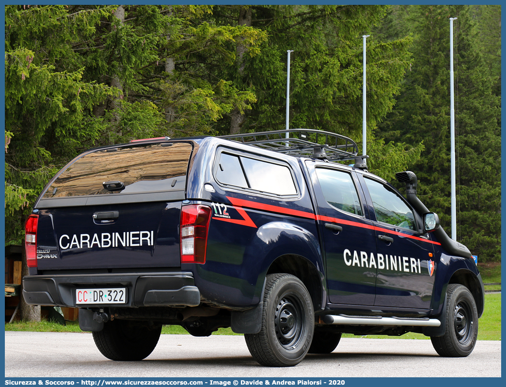 CC DR322
Arma dei Carabinieri
Isuzu D-Max II serie
Centro Carabinieri Addestramento Alpino
Allestitore Maritan S.r.l.
Parole chiave: CC;C.C.;Arma;dei;Carabinieri;Centro;Addestramento;Soccorso;Alpino;Maritan;Isuzu;D-Max;DMax