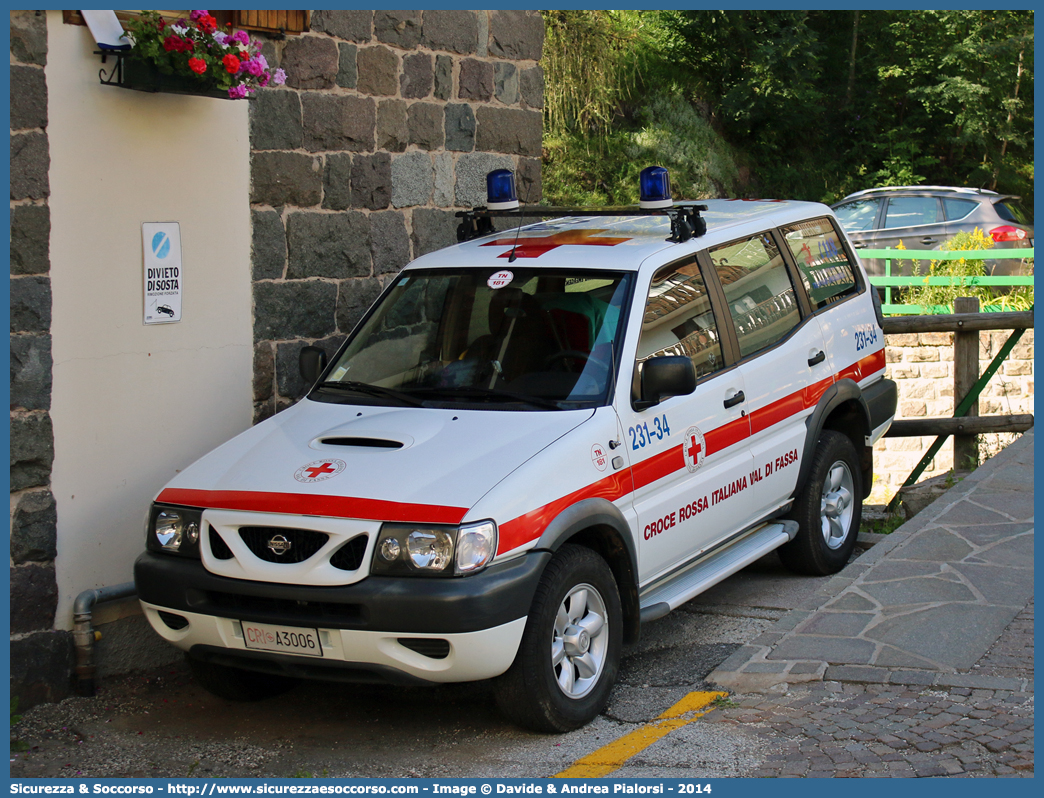 CRI A3006
Croce Rossa Italiana
Val Di Fassa
Nissan Terrano II serie
Parole chiave: CRI;C.R.I.;Croce;Rossa;Italiana;Val di Fassa;Nissan;Terrano