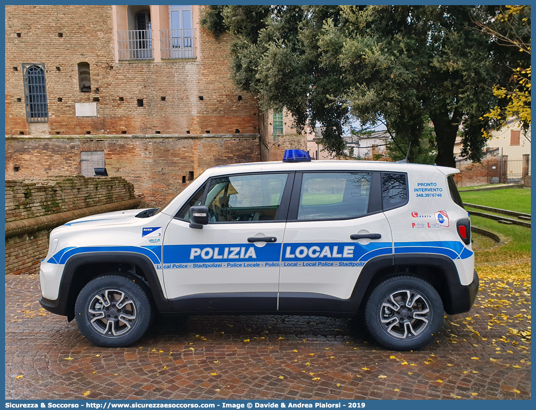 Polizia Locale YA584AP
Polizia Municipale
Comune di Russi
Jeep Renegade I serie restyling
Allestitore ALL.V.iN. S.r.l.
Parole chiave: Polizia;Locale;Municipale;Russi;Jeep;Renegade;AllVin