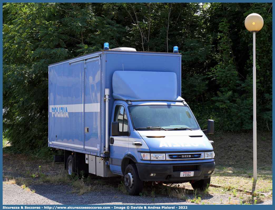 Polizia F3384
Polizia di Stato
Polizia Scientifica
Iveco Daily 60C15 III serie
Allestitore Sperotto S.p.A.
Parole chiave: PS;P.S.;Polizia;di;Stato;Scientifica;Iveco;Daily;Sperotto