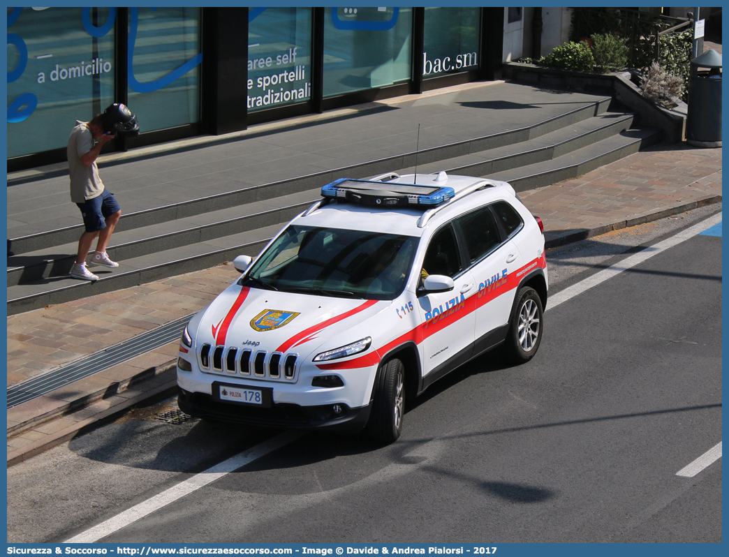 Polizia 178
Repubblica di San Marino
Polizia Civile
Jeep Cherokee V serie
Allestitore Promo.Com S.r.l.
Parole chiave: Repubblica;San Marino;RSM;R.S.M.;Polizia Civile;Jeep;Cherokee