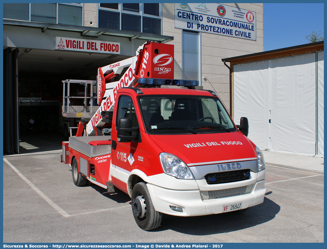 VF 26947
Corpo Nazionale Vigili del Fuoco
Iveco Daily V serie
Allestitore Iveco Magirus
Parole chiave: VF;V.F.;VVF;V.V.F.;Corpo;Nazionale;Vigili del Fuoco;Vigili;Fuoco;Snorkel;Iveco;Daily;Magirus;Socage