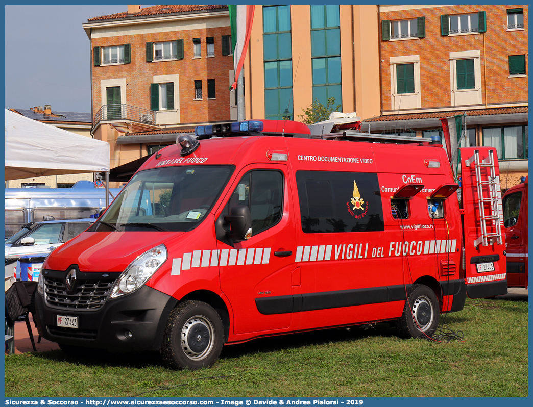 VF 27443
Corpo Nazionale Vigili del Fuoco
Nucleo Videodocumentazione
Renault Master IV serie
Allestitore Autocarrozzeria Roma
Parole chiave: Corpo;Nazionale;Vigili del Fuoco;Vigili;Fuoco;Volkswagen;Renault;Master;Videodocumentazione;Video;Documentazione;Comunicazione