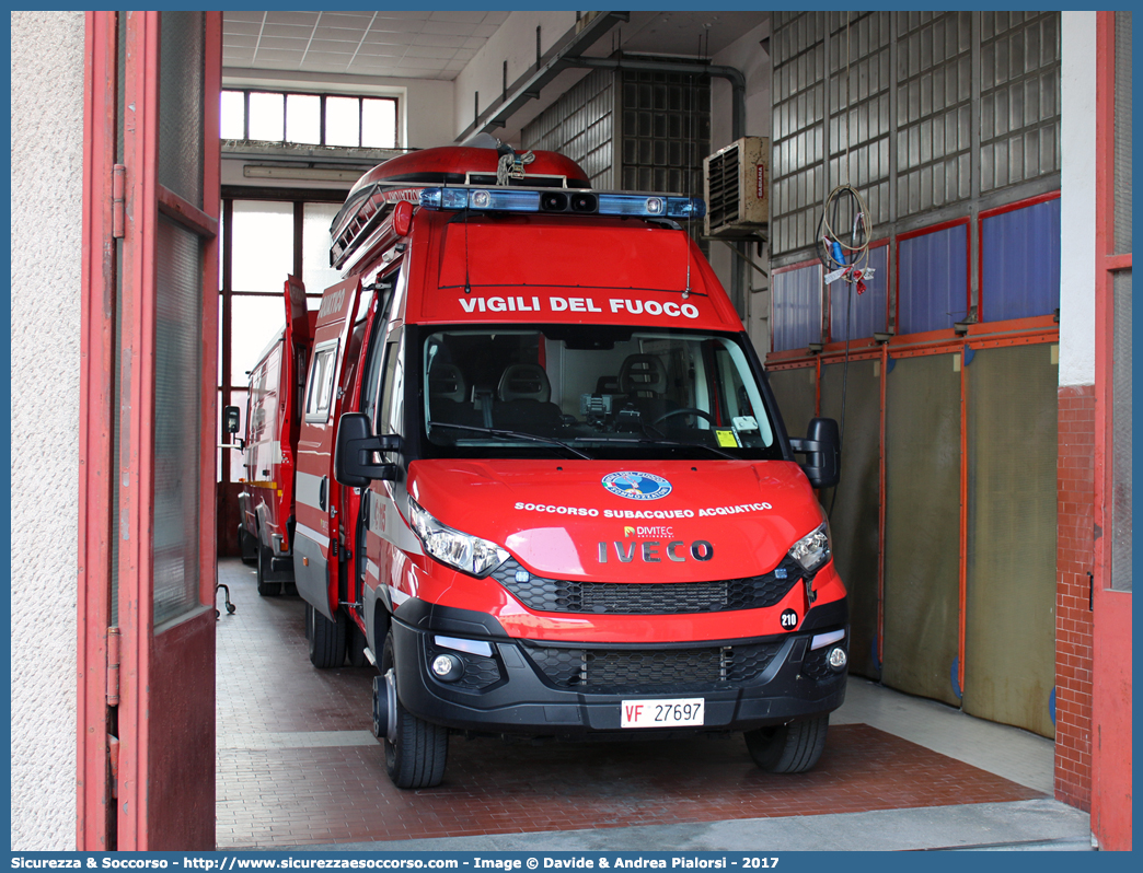 VF 27697
Corpo Nazionale Vigili del Fuoco
Nucleo Soccorso Subacqueo e Acquatico
Iveco Daily 70-170 VI serie
Allestitore DiviTec S.r.l.
Parole chiave: Corpo;Nazionale;Vigili del Fuoco;Vigili;Fuoco;Iveco;Daily;70-170;70 - 170;NSSA;N.S.S.A.;Soccorso;Subacqueo;Acquatico;Sommozzatori;Subacquei