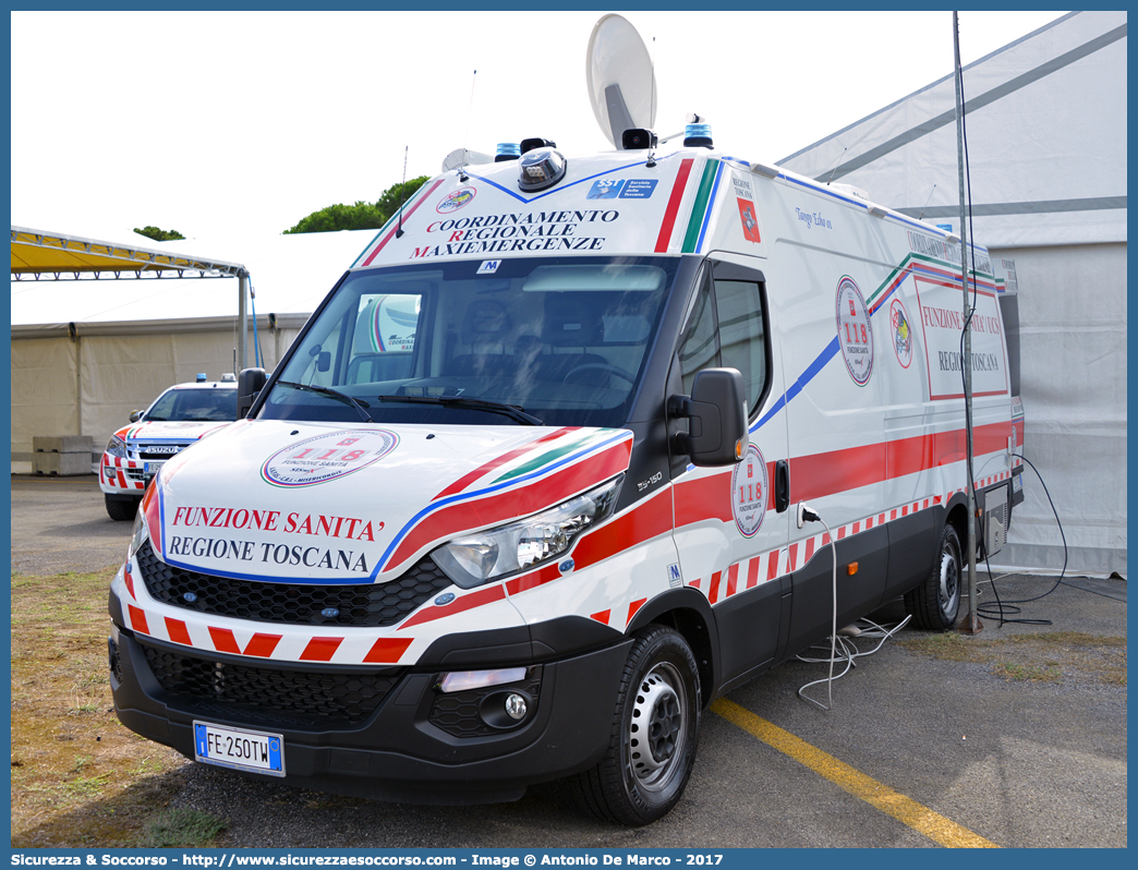 -
118 Regione Toscana
Coordinamento Regionale Maxiemergenze
Iveco Daily 35-150 VI serie
Allestitore Nepi S.r.l.
Parole chiave: 118;Toscana;Coordinamento;Regionale;Maxiemergenze;Iveco;Daily;35-150;Nepi