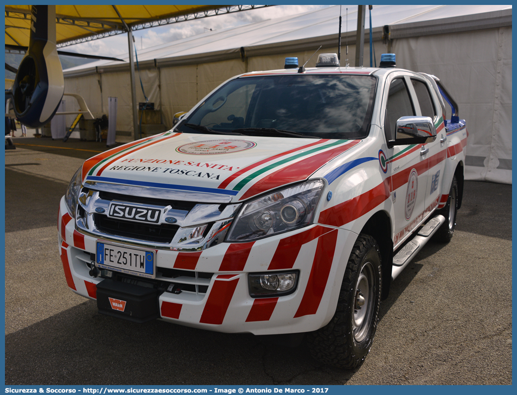 -
118 Regione Toscana
Coordinamento Regionale Maxiemergenze
Isuzu D-Max II serie
Allestitore Nepi S.r.l
Parole chiave: 118;Toscana;Coordinamento;Regionale;Maxiemergenze;Isuzu;DMax;D-Max;Nepi