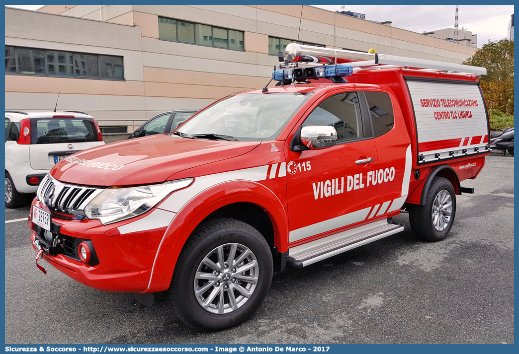 VF 28759
Corpo Nazionale Vigili del Fuoco
Nucleo Telecomunicazioni Radio
Mitsubishi L200 V serie
Allestitore Baggio e De Sordi S.r.l.
Parole chiave: Corpo;Nazionale;Vigili del Fuoco;Vigili;Fuoco;Mitsubishi;L200;L 200;Telecomunicazioni;Tele Comunicazioni;Radio