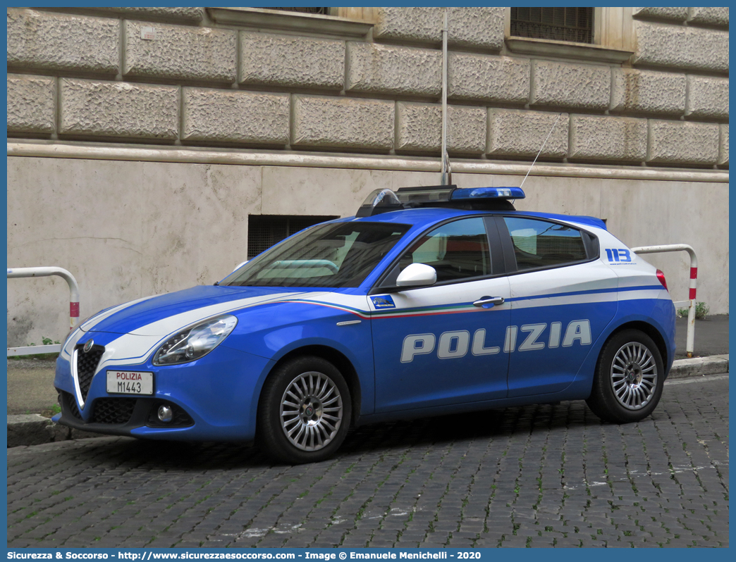 Polizia M1443
Polizia di Stato
Squadra Volante
Alfa Romeo Nuova Giulietta
I serie I restyling
Allestitore Nuova Carrozzeria Torinese S.r.l.
Parole chiave: PS;P.S.;Polizia;di;Stato;Pubblica;Sicurezza;Squadra;Volante;Alfa;Romeo;Nuova;Giulietta