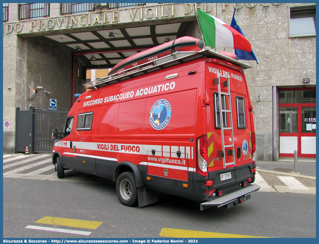 VF 27697
Corpo Nazionale Vigili del Fuoco
Nucleo Soccorso Subacqueo e Acquatico
Iveco Daily 70-170 VI serie
Allestitore DiviTec S.r.l.
Parole chiave: Corpo;Nazionale;Vigili del Fuoco;Vigili;Fuoco;Iveco;Daily;70-170;70 - 170;NSSA;N.S.S.A.;Soccorso;Subacqueo;Acquatico;Sommozzatori;Subacquei