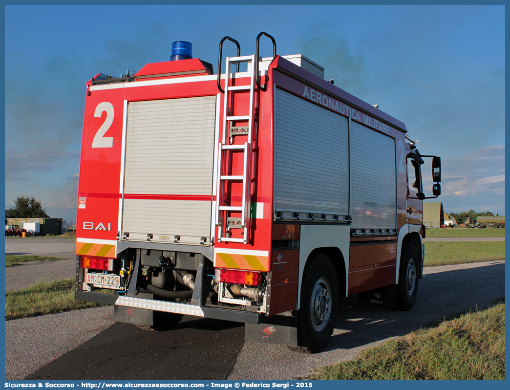 AM CM229
Aeronautica Militare Italiana
Servizio Antincendio
Mercedes Benz Atego 1222 4x4 II serie restyling
Allestitore BAI S.r.l.
Parole chiave: A.M.I.;AMI;Aeronautica;Militare;Italiana;Servizio;Antincendio;Mercedes;Benz;Atego;1222;4x4;BAI