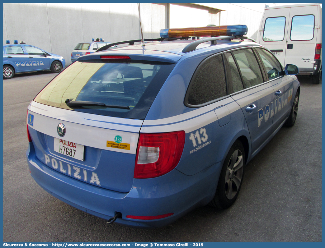 Polizia H7687
Polizia di Stato
Polizia Stradale
Autostrada del Brennero S.p.A.
Skoda Superb Wagon II serie
Allestitore Focaccia Group S.r.l. Group
Parole chiave: PS;P.S.;Polizia;di;Stato;Stradale;Autostrada;del;Brennero;Brenneroautobahn A.G.;Skoda;Superb;Wagon;Focaccia